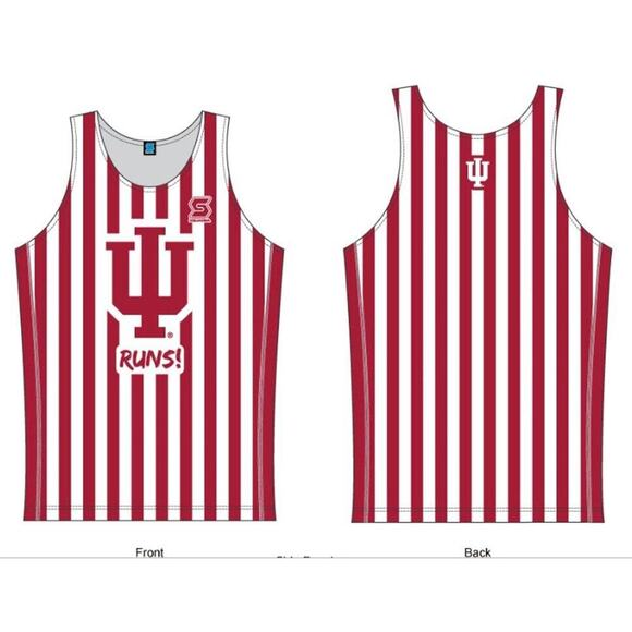 IU Runs Tank Singlet Indiana University Hoosiers Women Candy Stripe NEW Medium - Picture 1 of 3